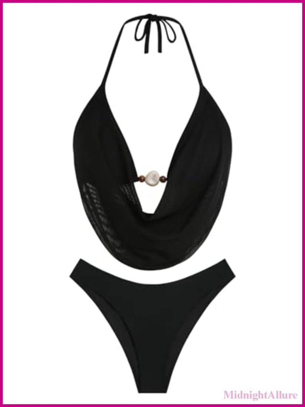Two Piece Bikini Sets Triangle Halter Deep V Cowl Neck Ruching Bathing Suit